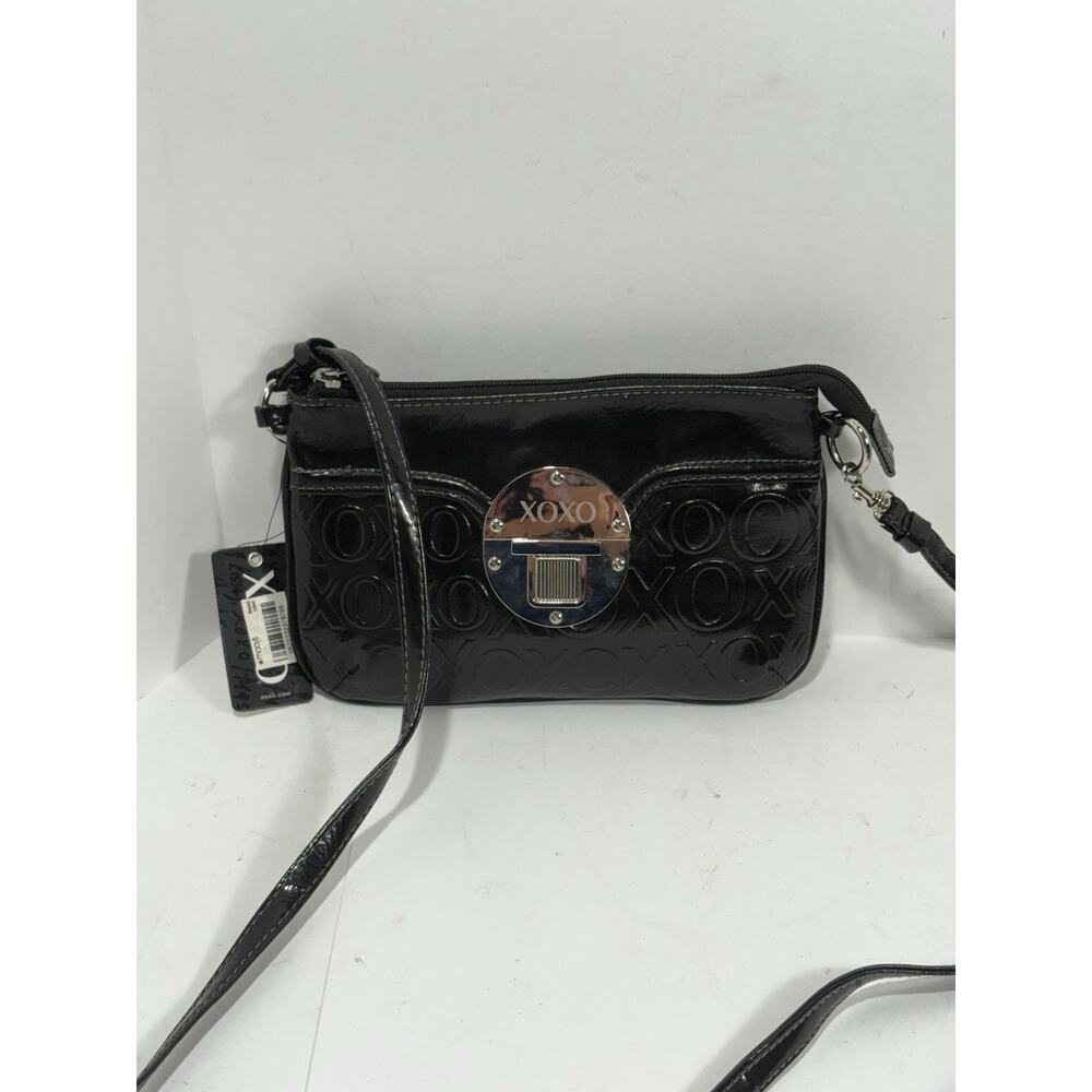 XOXO Purse Handbag Bag Black Embossed Signature Logo Xoxo Crossbody Shoulder NEW